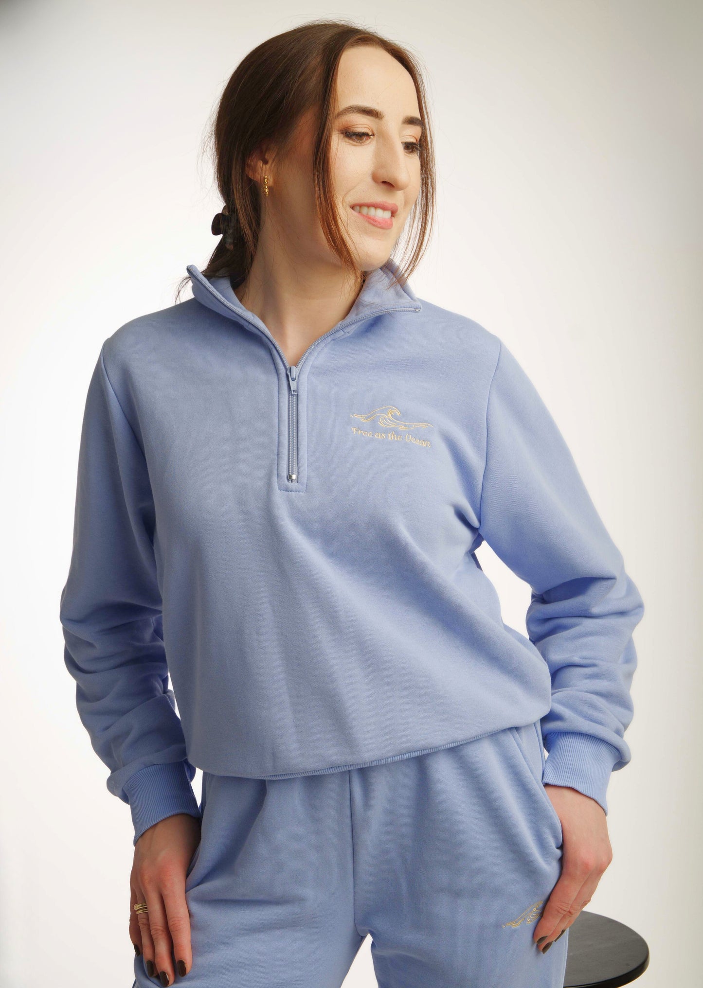Half Zip-Up Jumper - Free as the Ocean
